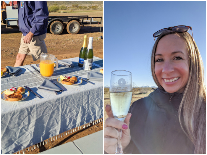 Brunch and champagne toast | What You Need to Know for Your Sunrise Hot Air Balloon Ride in Arizona | Scottsdale and Phoenix, Arizona hot air balloon rides with Hot Air Expeditions 