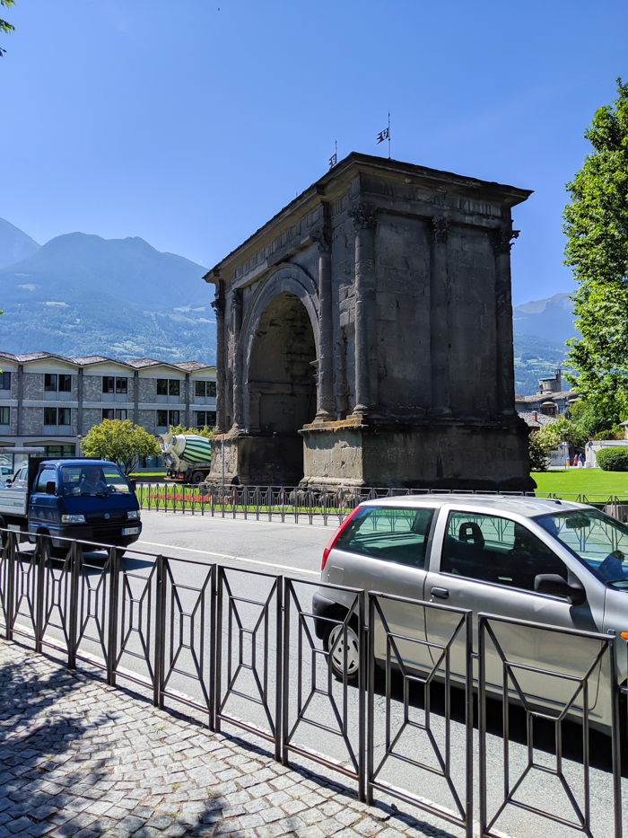 Arch of Augustus | How to Spend 1 Day in Aosta, Italy // The Capital of the Aosta Valley | Things to see in Aosta, Things to do in Aosta, Where to eat in Aosta, the smallest of Italy's 20 regions #aosta #italy #aostavalley #traveltips #timebudgettravel #romanruins #ancient #ruins