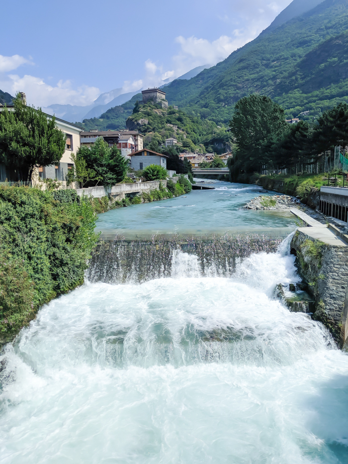 Castle and river | How to Spend 1 Day in Aosta, Italy // The Capital of the Aosta Valley | Things to see in Aosta, Things to do in Aosta, Where to eat in Aosta, the smallest of Italy's 20 regions #aosta #italy #aostavalley #traveltips #timebudgettravel #castle