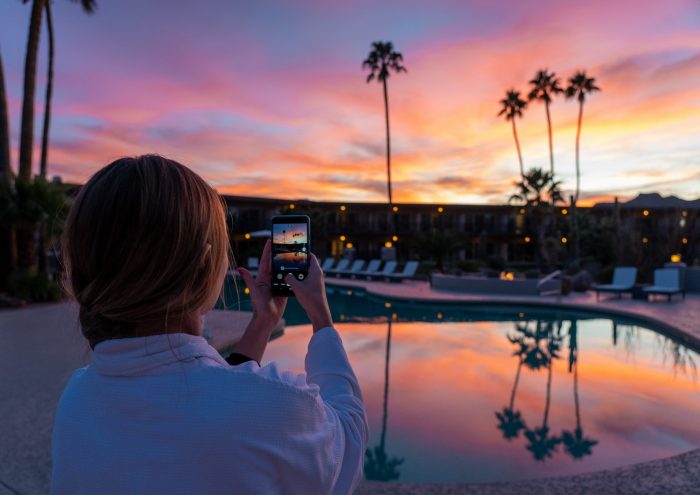 Watching the sunset at Civana Wellness Resort and Spa | Where to Stay in Scottsdale, Arizona for two very different experiences | #civana #spa #scottsdale #arizona #wheretostay #sunset