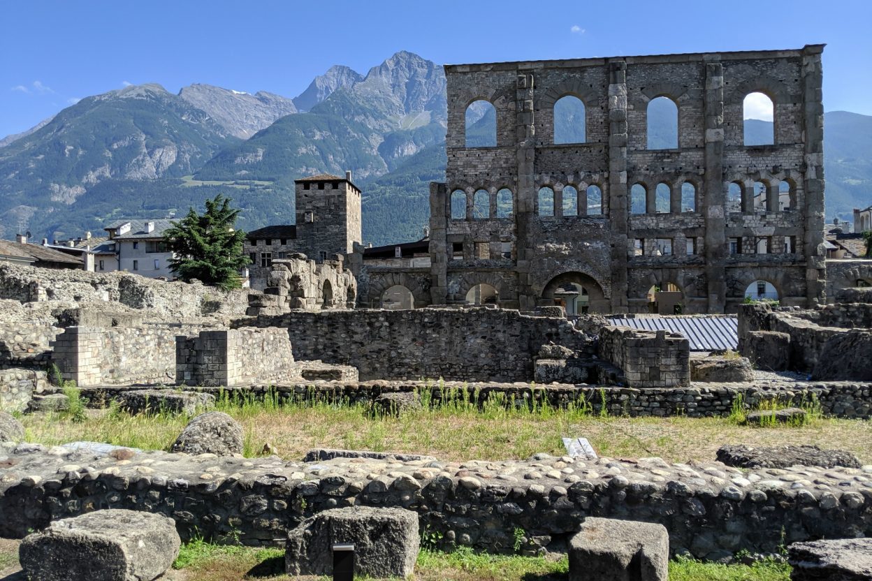 Roman Theater, roman ruins | How to Spend 1 Day in Aosta, Italy // The Capital of the Aosta Valley | Things to see in Aosta, Things to do in Aosta, Where to eat in Aosta, the smallest of Italy's 20 regions #aosta #italy #aostavalley #traveltips #timebudgettravel #romanruins #ancient #ruins