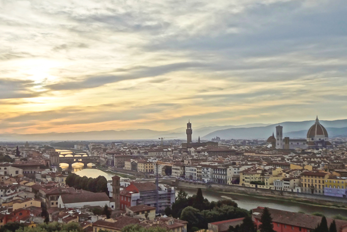 View of Florence from Piazzale Michelangelo at sunset / 2 days in Florence, Italy