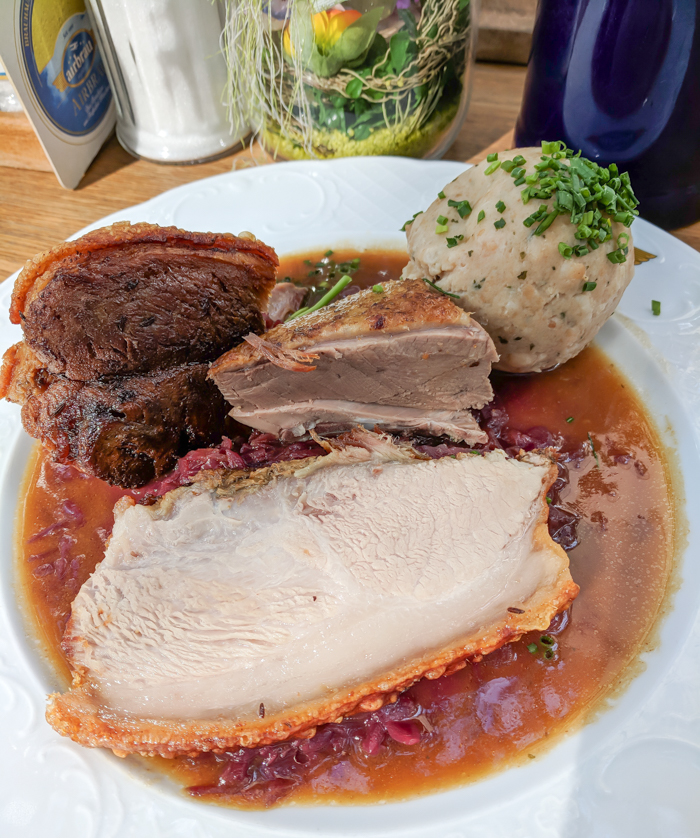 Bavarian food at Airbräu: the Munich Airport Brewery for the best way to spend a Munich layover / Bavarian Food and Beer / full-scale brewery and beer garden #munich #germany #bavaria #layovertips #munichairport #beer #brewery #brewerytour #airbrau
