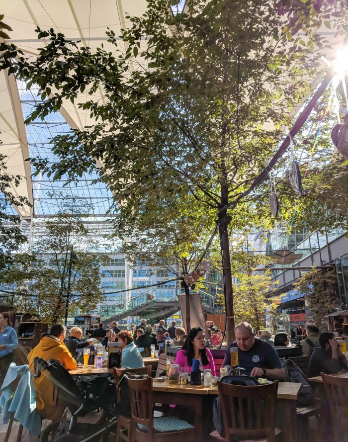 beer garden at Airbräu, the Munich airport brewery, terminal 2