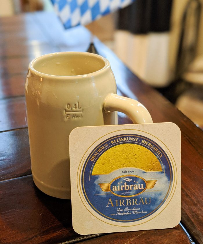 beer coaster from Airbräu, the Munich airport brewery