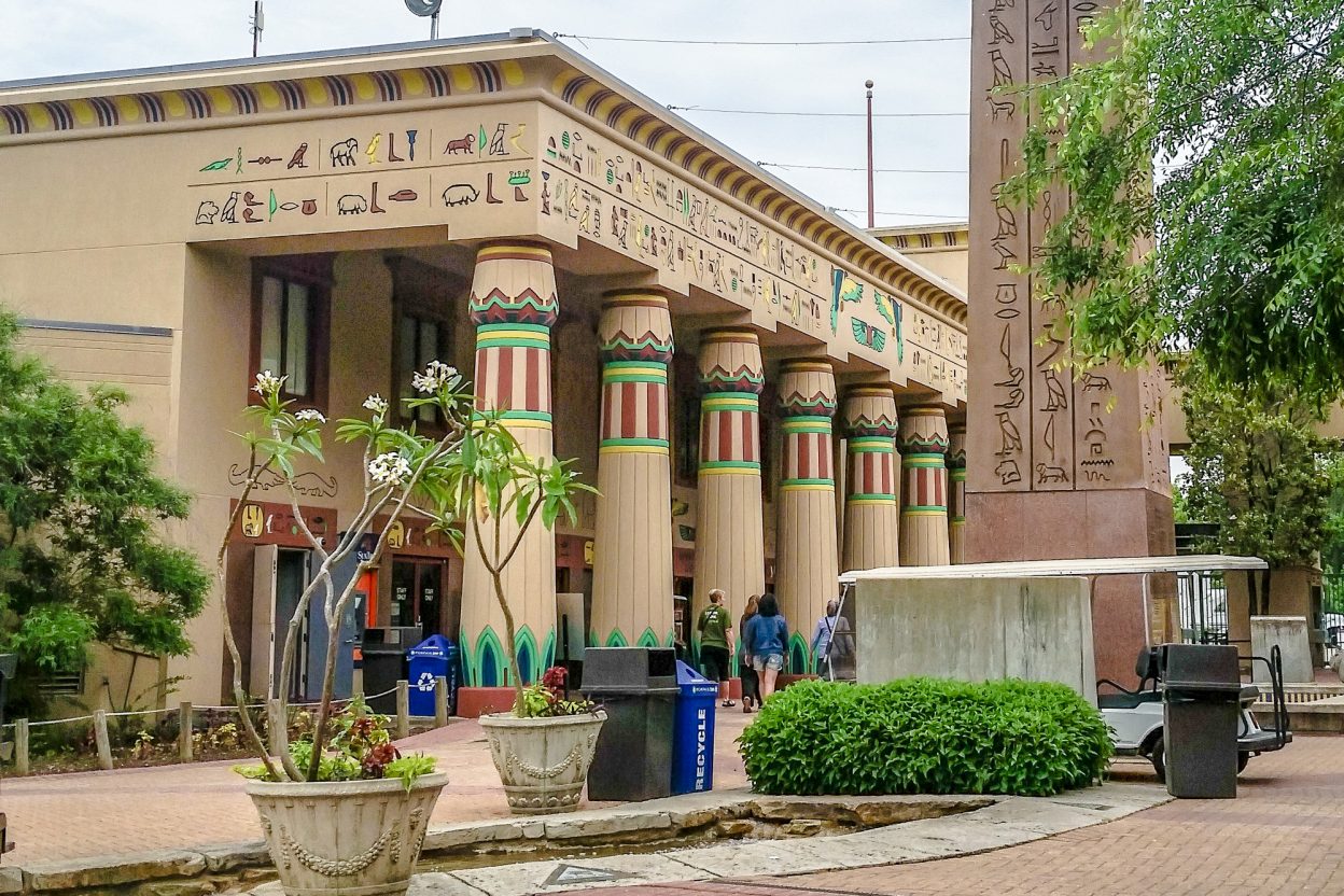 Egyptian style facade on the Memphis zoo in tennessee
