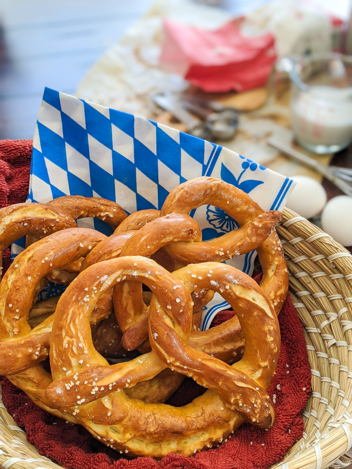 bavarian soft pretzels in a basket