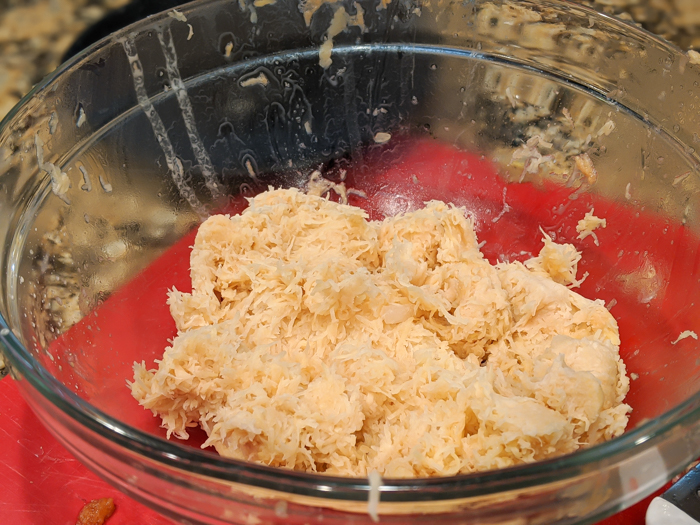 bowl of grated potatoes