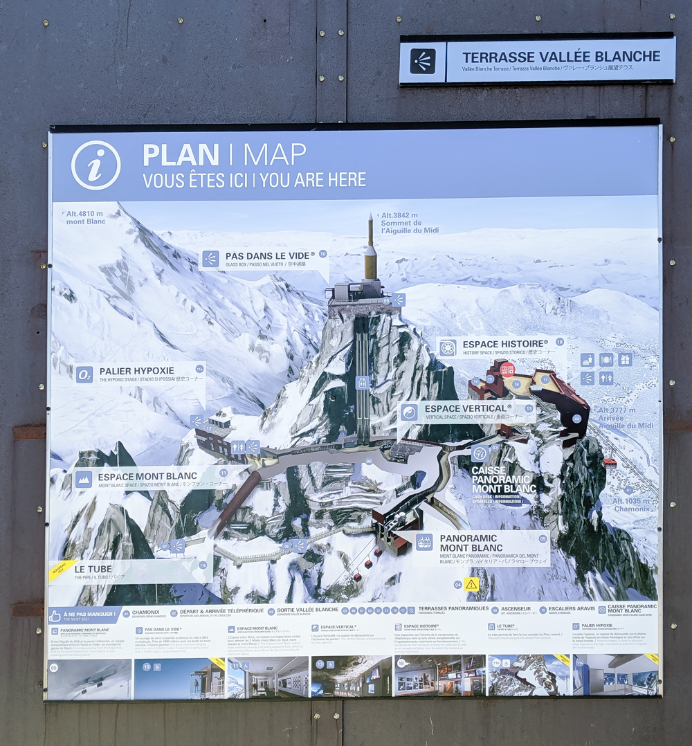 Aiguille du Midi summer visitor's guide, Chamonix, France: map at the top