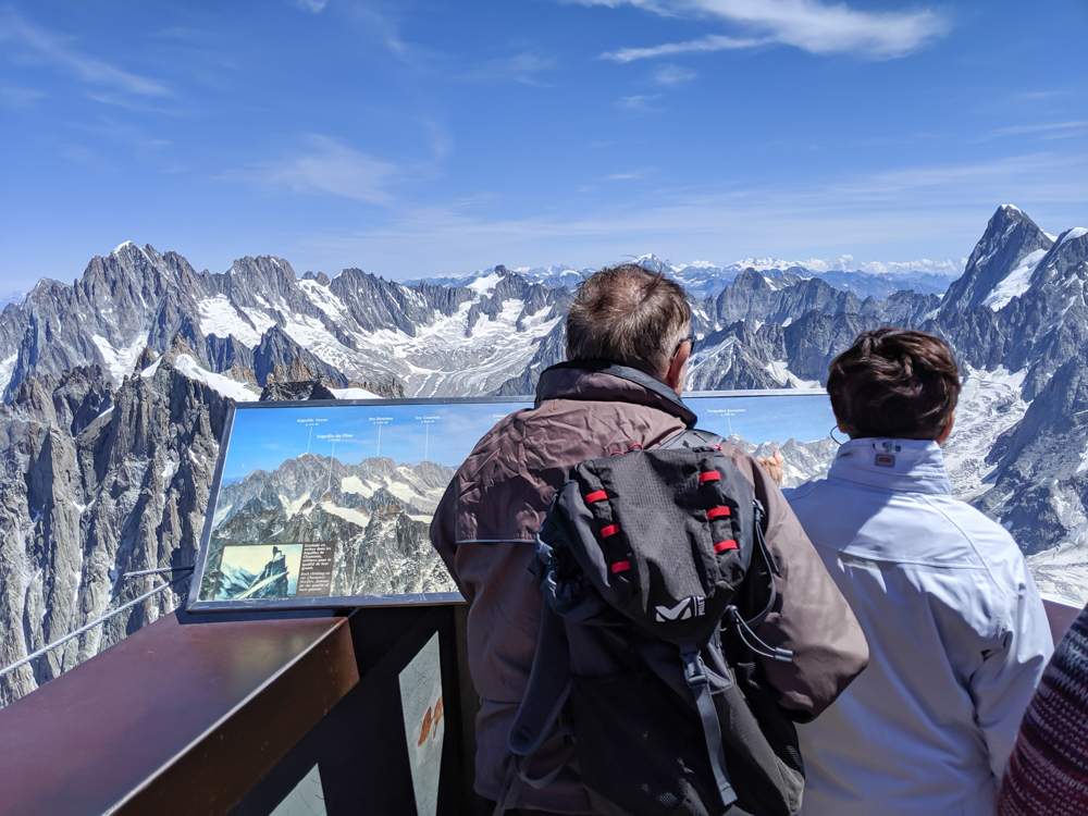 Aiguille du Midi summer visitor's guide, Chamonix, France: mountain peak signs