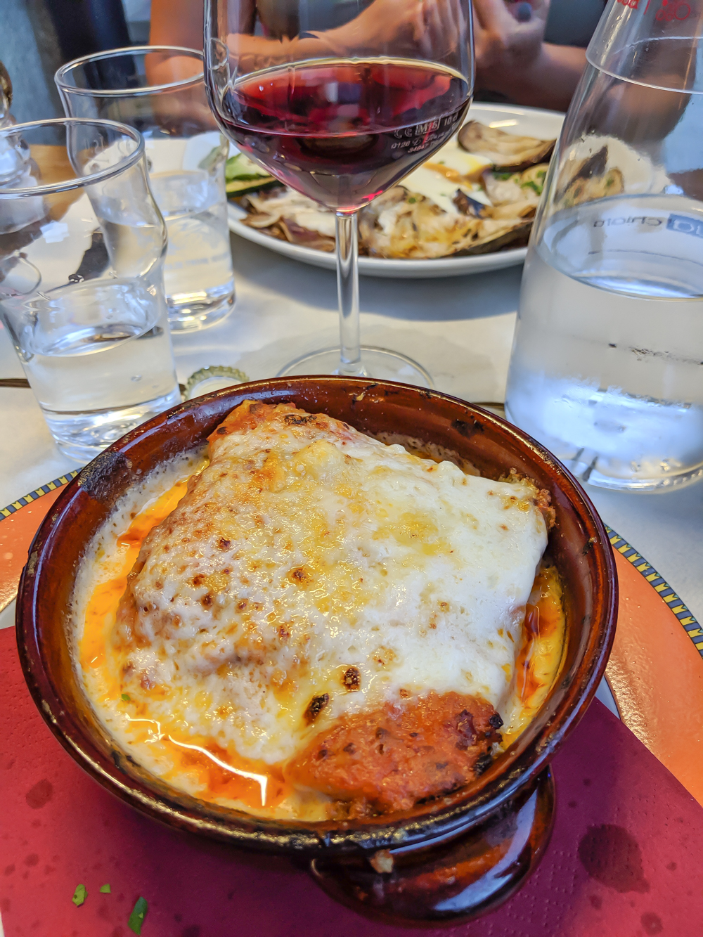 Day trip to Courmayeur, Italy from Chamonix, France / lasagna at ancien casino