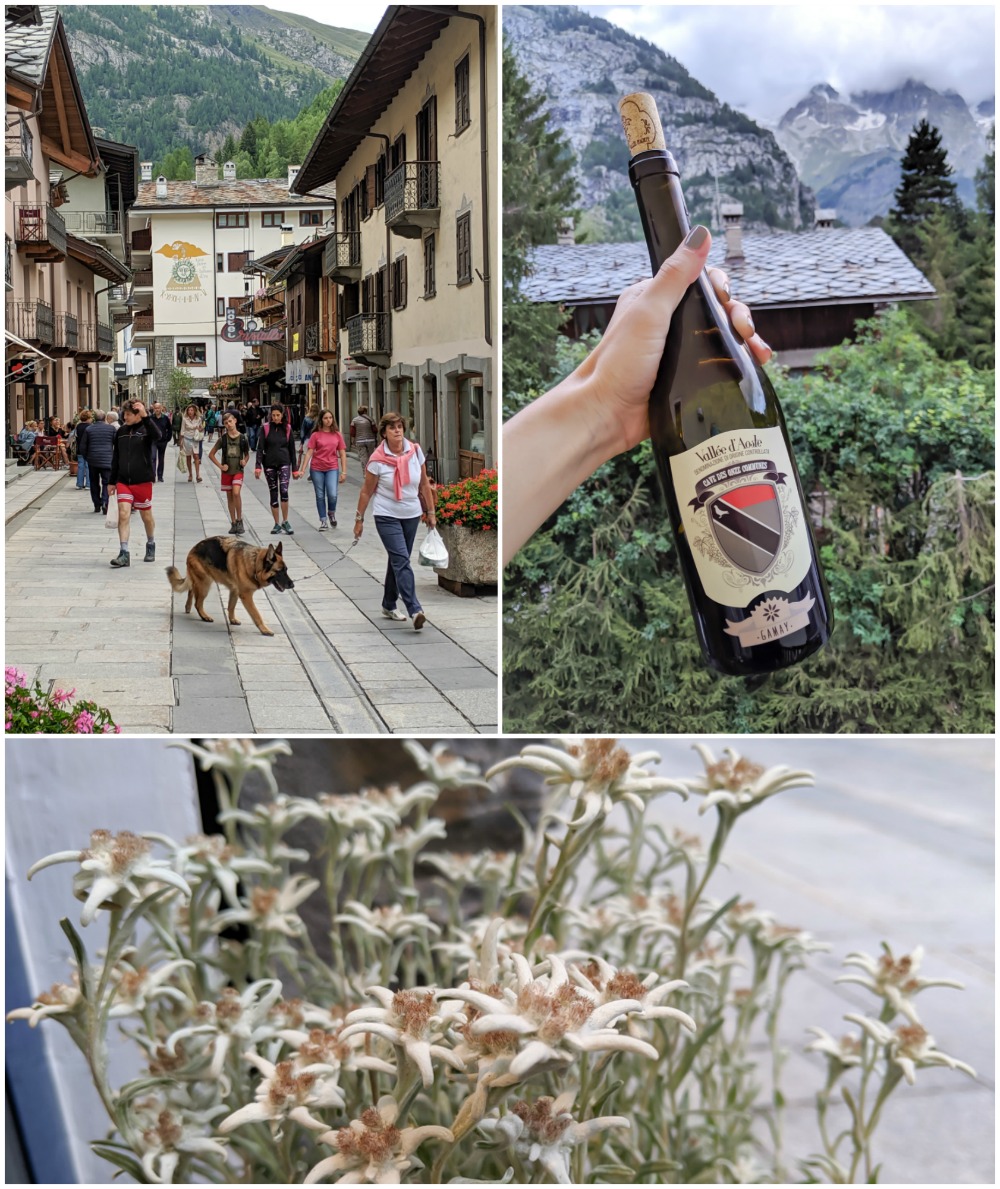 Day trip to Courmayeur, Italy from Chamonix, France / best day hike from courmayeur, edelweiss, wine, passeggiata