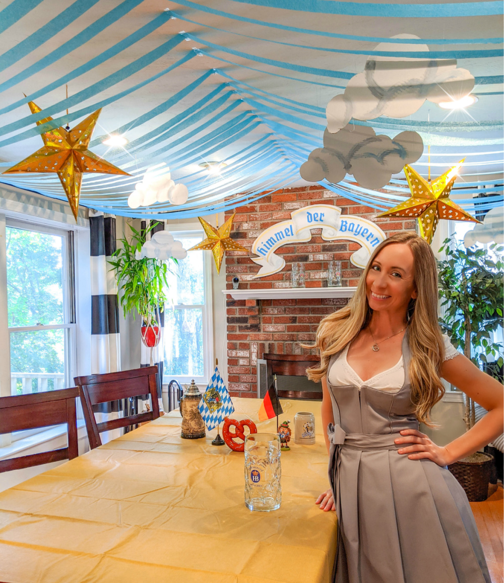 Home kitchen decorated like an Oktoberfest beer tent