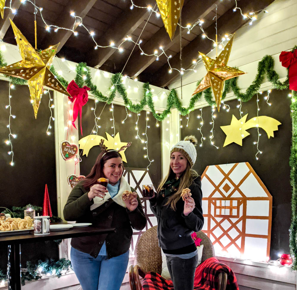 Enjoying a german christmas market at home on my back porch with friends