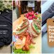 Triple image of T-shirt with Ein Prosit lyrics, a brotzeit, and a brown oktoberfest luggage tag