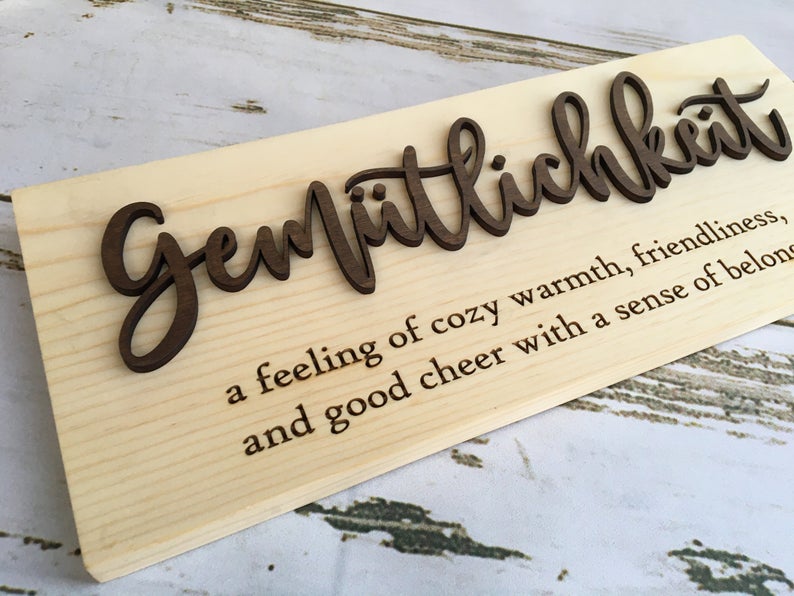 wooden gemütlichkeit sign from IdealCraftsmanship on Etsy