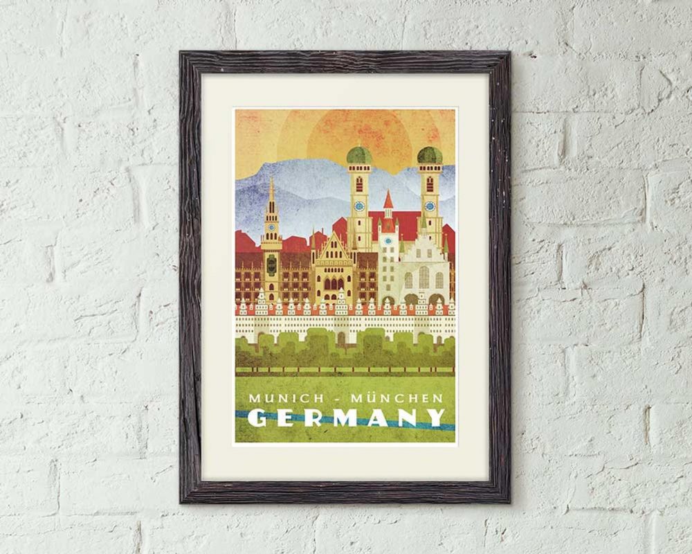 oktoberfest gift ideas, perfect gifts for oktoberfest lovers: vintage style munich travel poster print