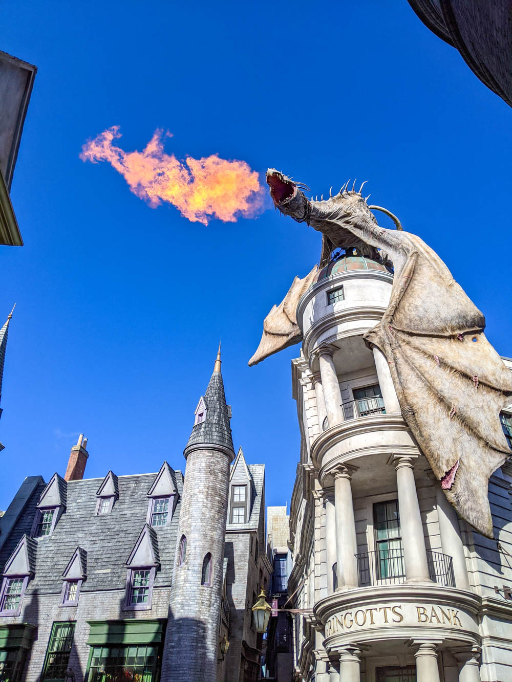 Gringotts dragon at Universal Orlando during the pandemic