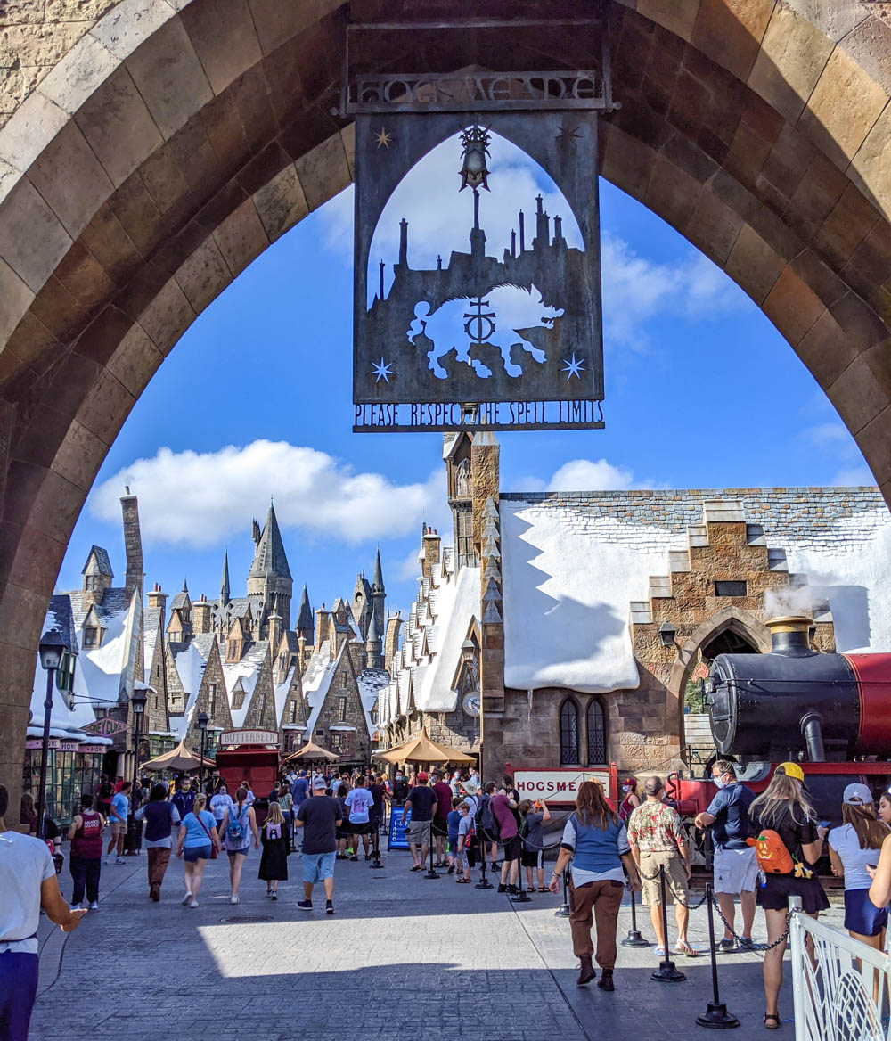 Entrance to Hogsmeade at Universal Orlando during the pandemic