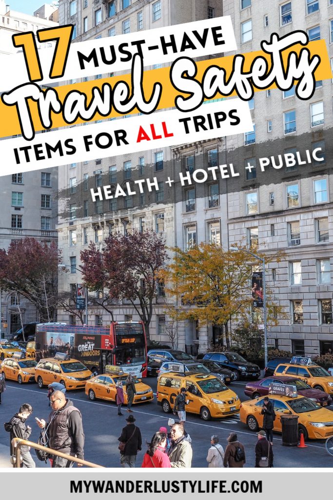 Must-Have Travel Safety Items: 17 Essentials for Your Travel Safety Kit | Travel health and safety | solo female travel safety #mywanderlustylife #travelsafety #pickpocket #travelhealth #publicsafety