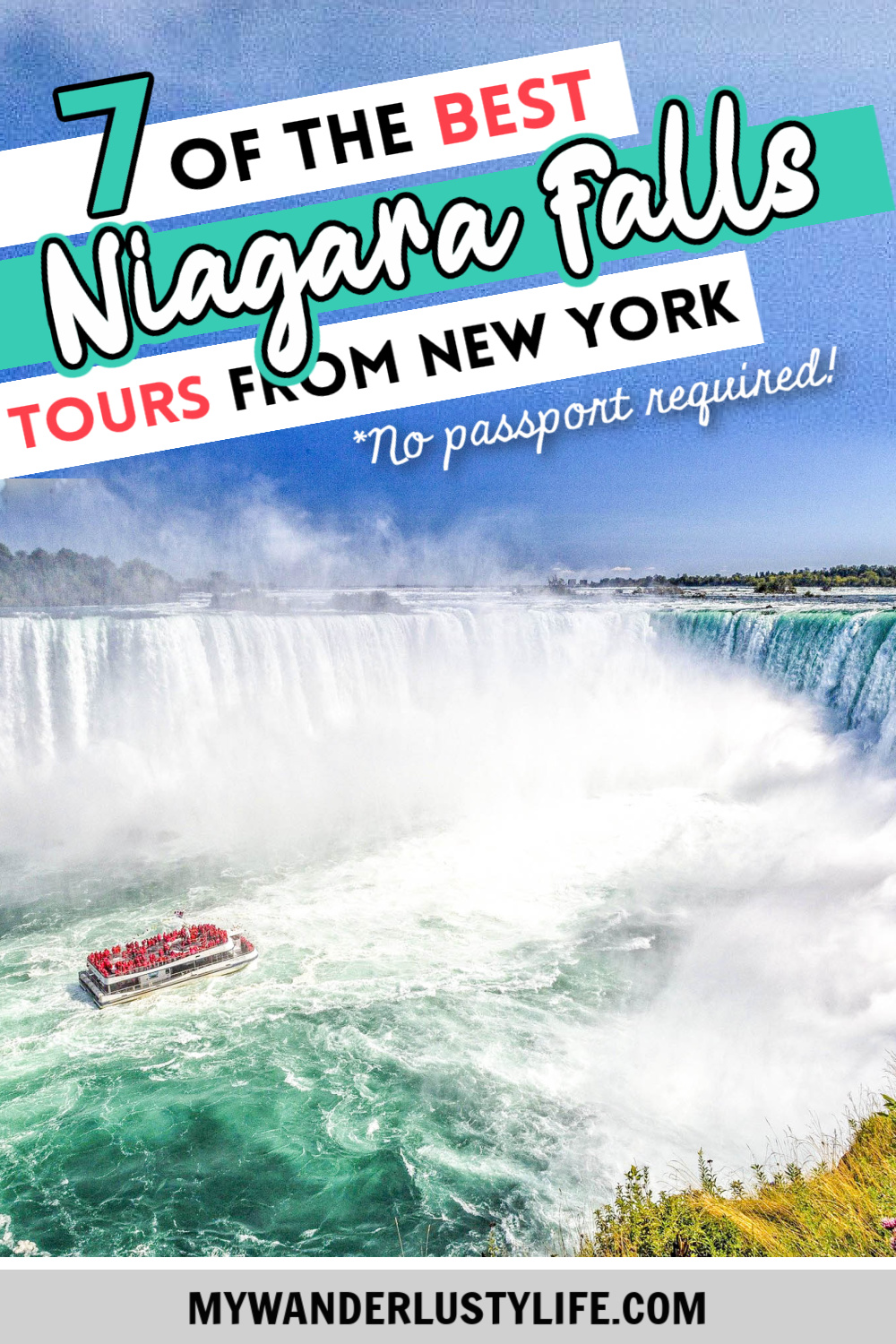 7 of the best niagara falls tours from new york, check out Niagara Falls from the American side, U.S. side. Maid of the Mist tour, jet boat tour, Rainbow Bridge, and more! #mywanderlustylife #niagarafalls #newyork