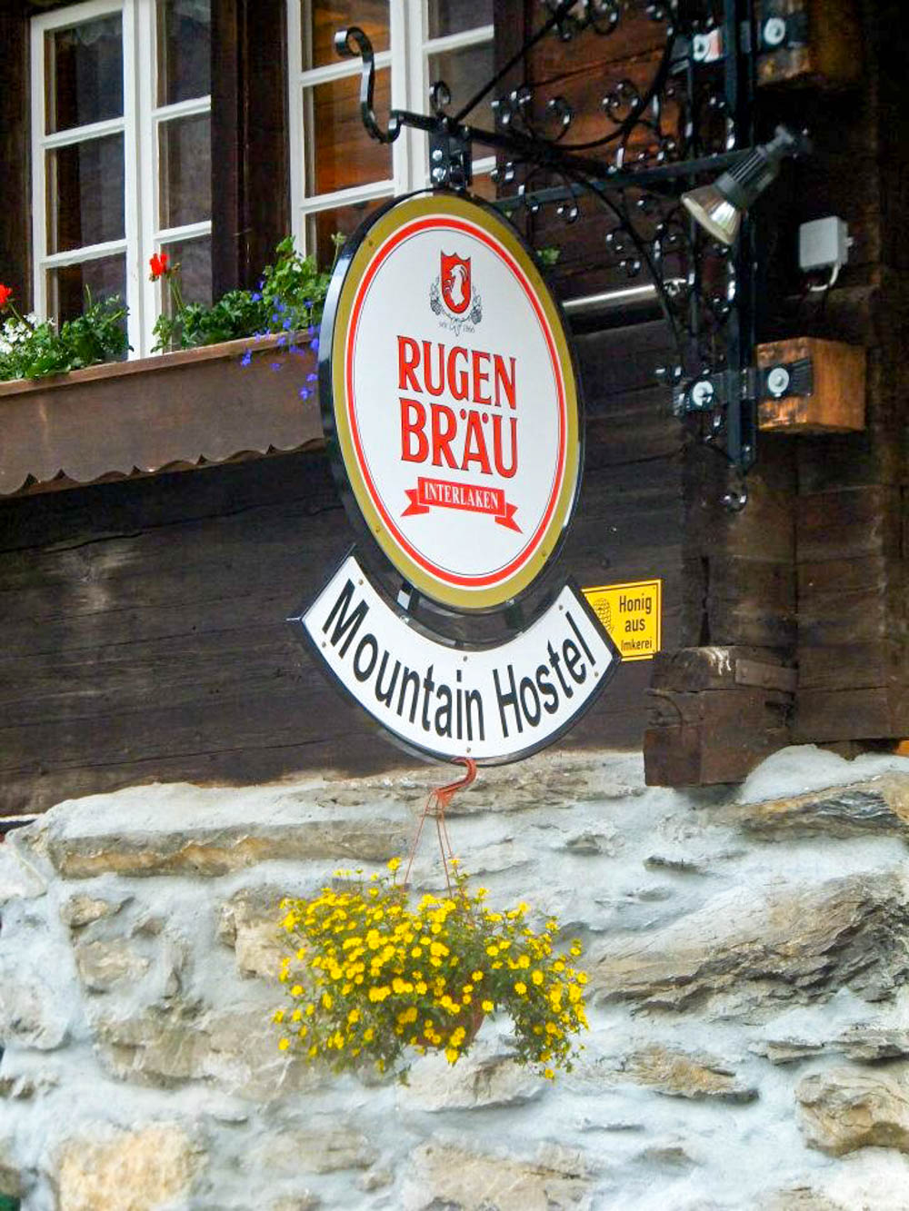 Rugenbrau beer at Mountain Hostel | Where to stay in Gimmelwald, Switzerland: Mountain Hostels and B&Bs | Best places to stay in Gimmelwald