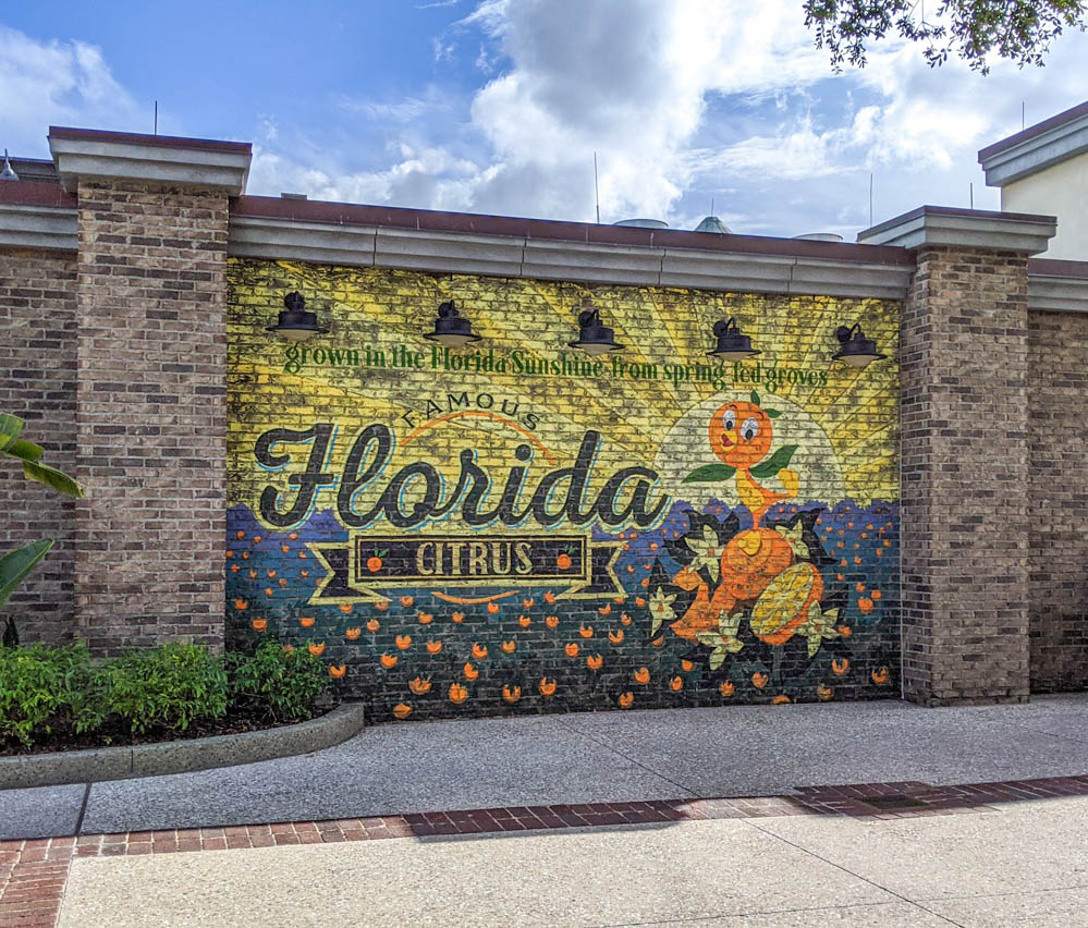 mural on brick wall of florida citrus