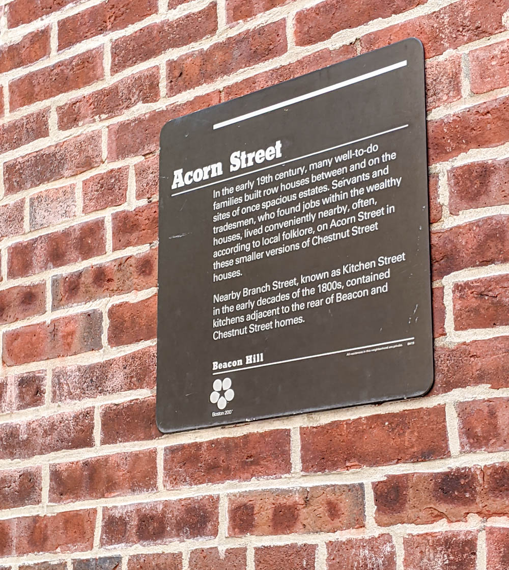 Boston bucket list and the best things to do in Boston: historic Acorn Street sign