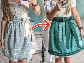12 Super Easy Ways to Upgrade a Cheap Dirndl for Oktoberfest: Simple Oktoberfest Outfit Hacks; What to wear for Oktoberfest, how to upgrade your dirndl; DIY Oktoberfest outfit for women; upgrade your dirndl apron, blouse, and more.