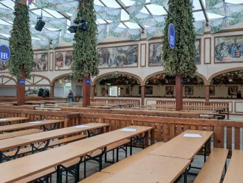 empty oktoberfest beer tent
