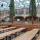 empty oktoberfest beer tent