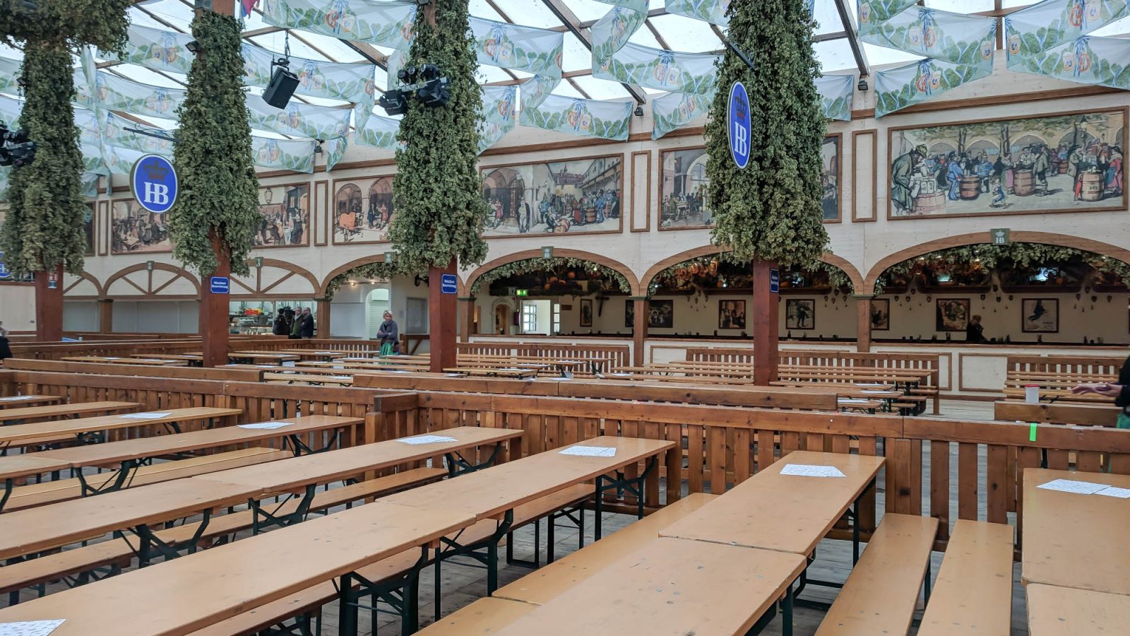 empty oktoberfest beer tent