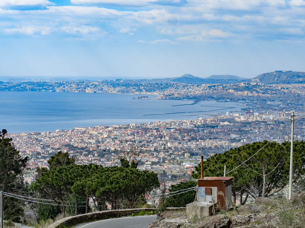 view of naples and the bay from halfway up mount vesuvius