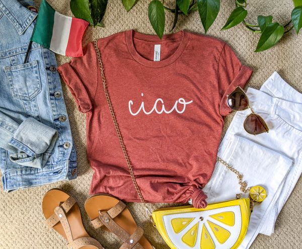 Ciao Tee Shirt in multiple colors - say hey in Italian in this comfortable tee