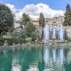 Giant fountain with turquoise pool in front