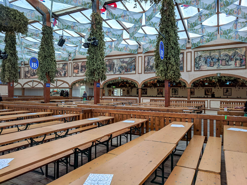 empty oktoberfest beer tent