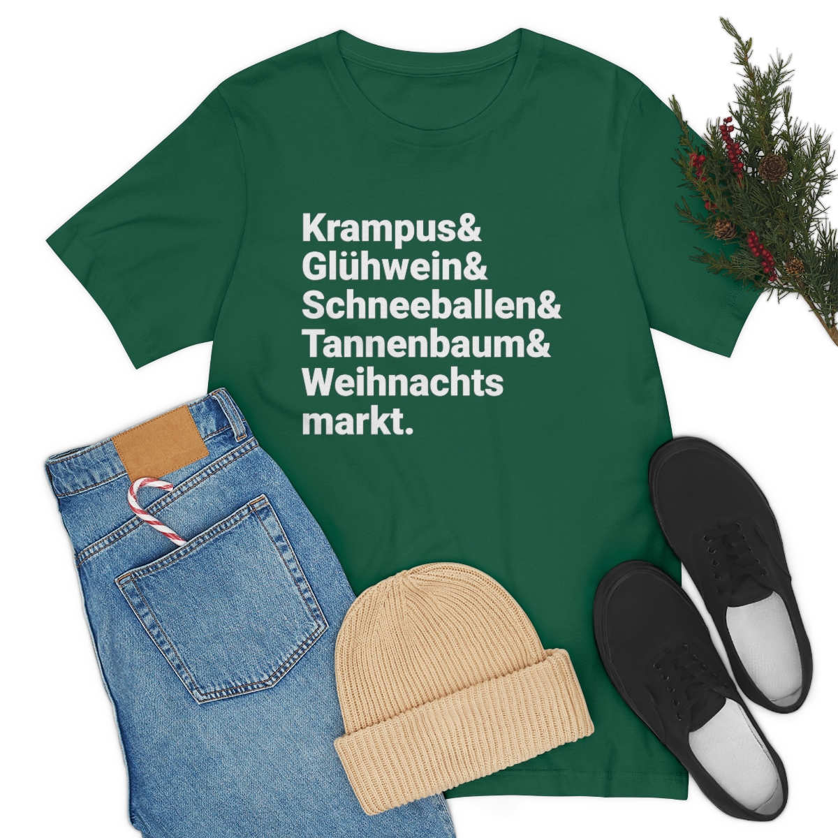 Unisex German Christmas Tee Shirt in 3 Festive Colors