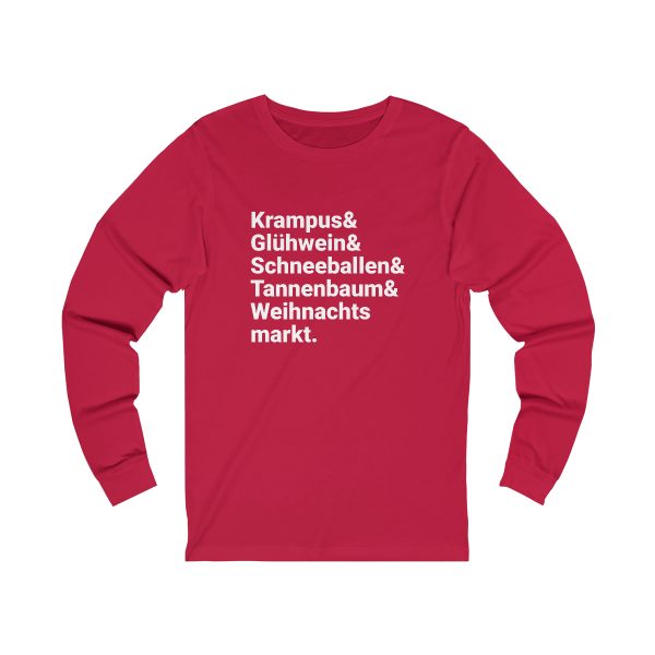 unisex long sleeve german christmas tee in red