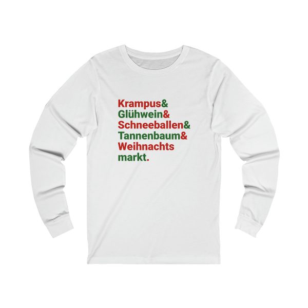 unisex long sleeve german christmas tee in white