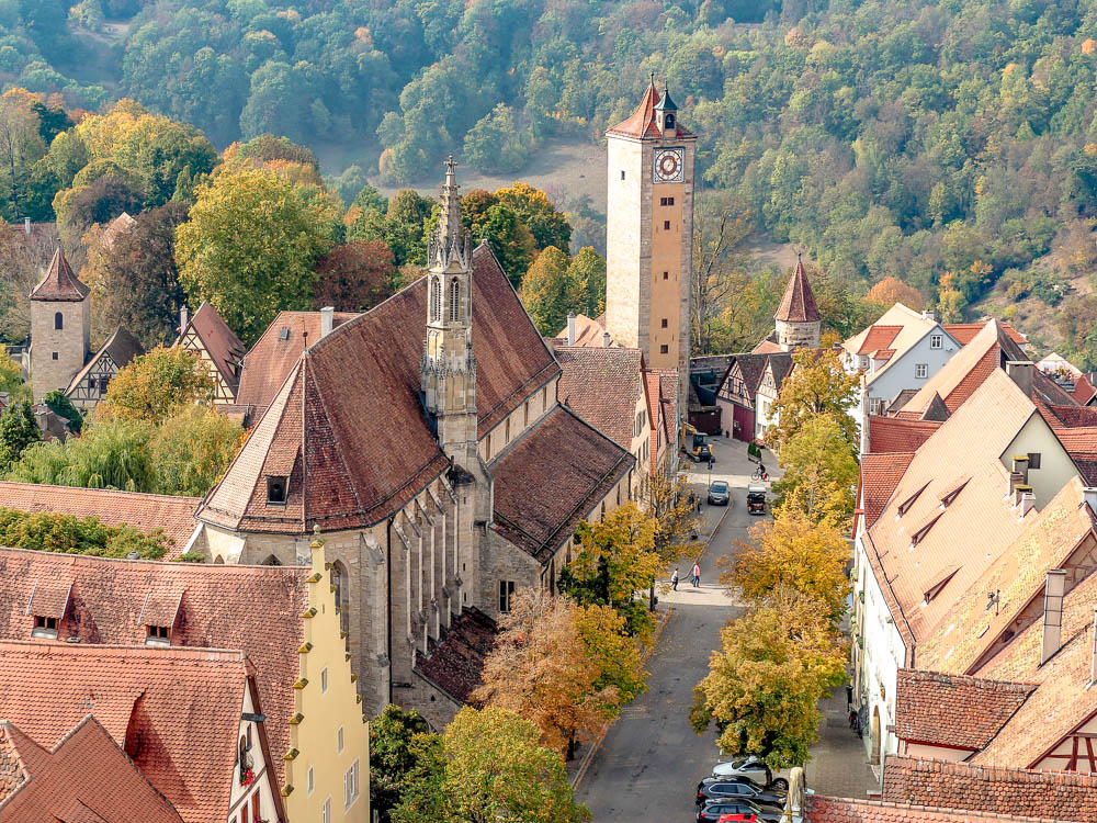 view of medieval rothenburg fron the top of the town hall tower