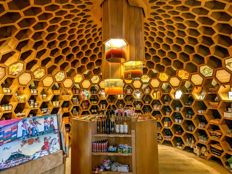 inside a small room covered in hexagons