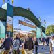 Main entrance to oktoberfest on a sunny day