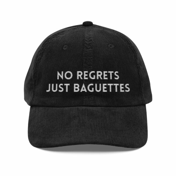 No Regrets Just Baguettes Embroidered Vintage Corduroy Cap - Image 5