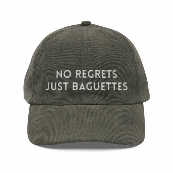 No Regrets Just Baguettes Embroidered Vintage Corduroy Cap - Image 7