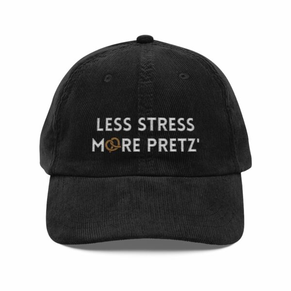 Less Stress More Pretz' Embroidered Vintage Corduroy Cap - Image 3