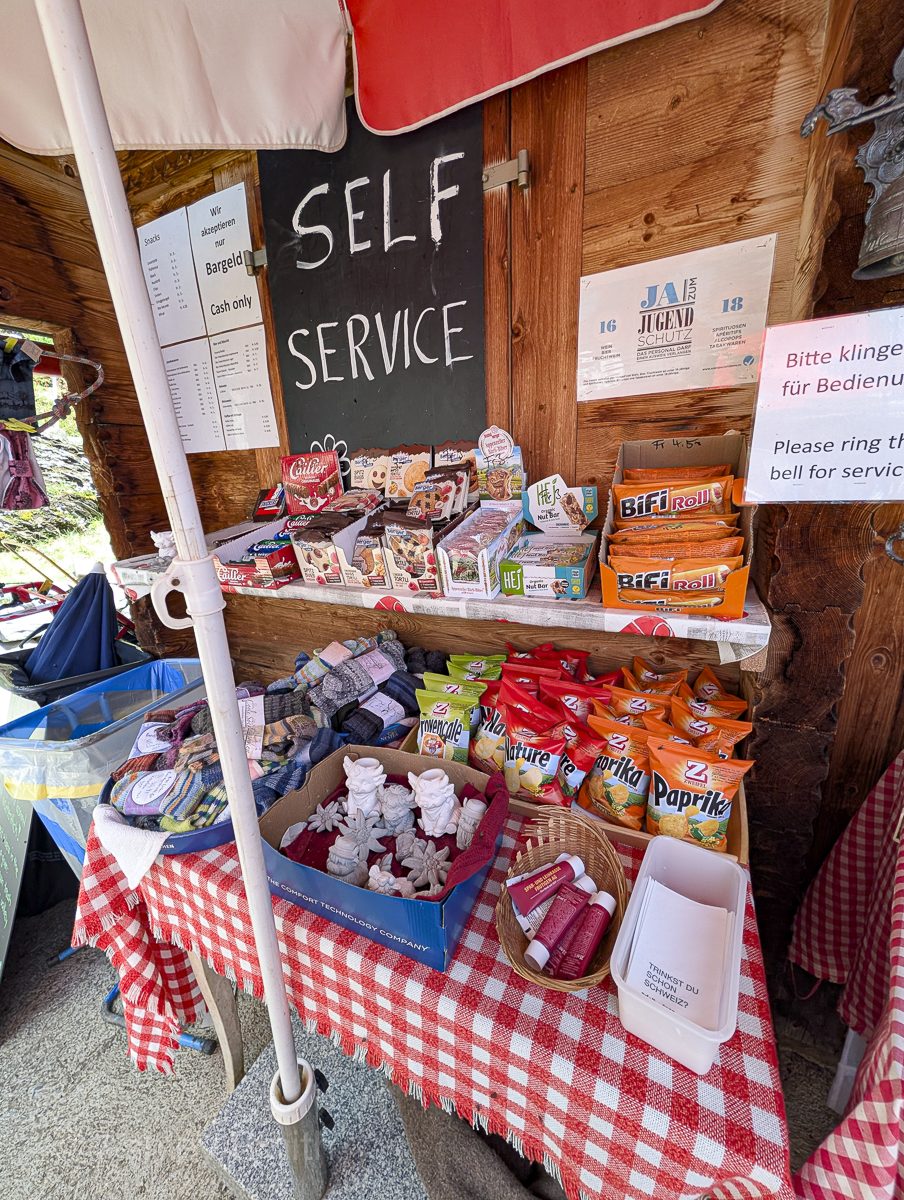 table filled with snacks for purchase